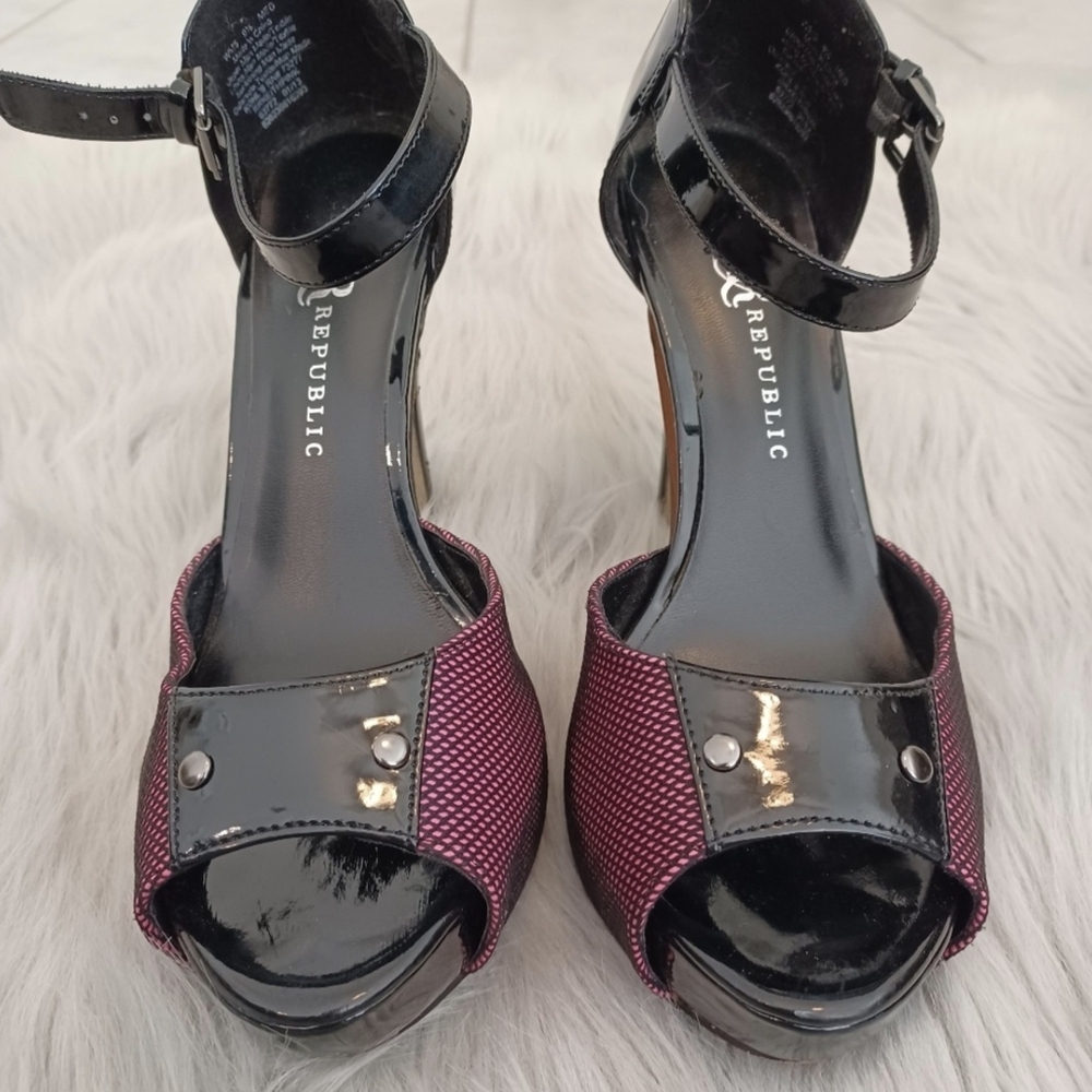 Rock & Republic Black & Pink High Heel Shoes Size 9.5 - Picture 2 of 9